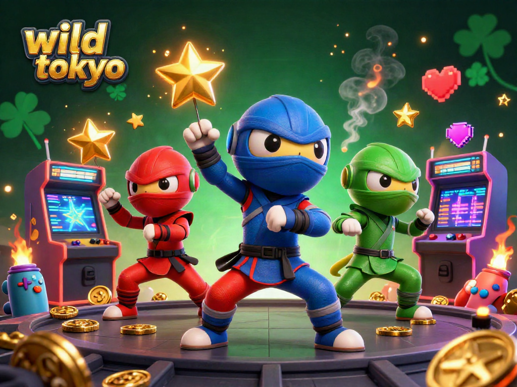Engage in thrilling games at wild tokyo with vibrant 3D casino-themed illustration